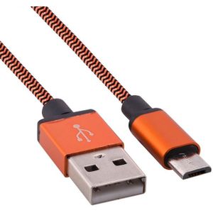 1m Geweven stijl Micro USB to USB 2.0 Data / Lader Kabel  Voor Samsung  HTC  Sony  Lenovo  Huawei  en other Smartphones(Oranje)