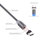 360 graden draaiend 1m golf stijl USB-C / Type-C naar USB 2.0 sterke magnetische Lader Kabel met LED-Indicator  Voor Samsung Galaxy S8 &amp; S8 PLUS / LG G6 / Huawei P10 &amp; P10 Plus / Oneplus 5 / Xiaomi Mi6 &amp; Max 2 / en andere Smartphones(grijs)