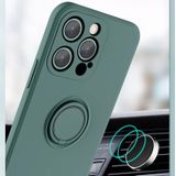All-inclusive Liquid Silicone Phone Protective Case with Ring Holder &amp; Lanyard For iPhone 13 mini(Light Cyan)
