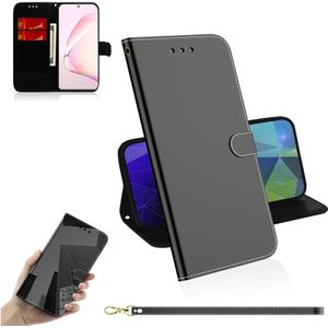 Voor Galaxy Note 10 Lite / A81 Lmitated Mirror Surface Horizontal Flip Leather Case met Holder &amp; Card Slots &amp; Wallet &amp; Lanyard(Black)