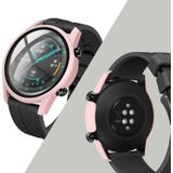 Voor Huawei watch GT2 46MM olie geïnjecteerd PC Shell +9H Tempered Glass Film Integrated Protective Shell (Pink)