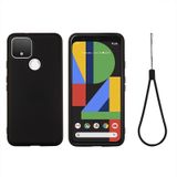 Voor Google Pixel 5XL Pure Color Liquid Siliconen Schokbestendige Full Coverage Case(Zwart)