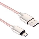 1M Geweven stijl metaal hoofd 108 koper Cores Micro USB naar USB Data Sync laad Kabel  Voor Samsung  HTC  Sony  Huawei  Xiaomi  Meizu nl andere Android-apparaten met Micro USB Port(roze)