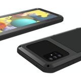 Voor Samsung Galaxy A51 5G LOVE MEI Metaal schokbestendig waterdichte stofdichte beschermhoes met glas(zwart)