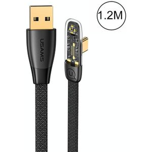 USAMS US-SJ585 66W Iceflake-serie USB naar Type-C Rechthoekige transparante snellaadgegevenskabel  kabellengte: 1 2 m