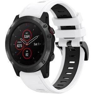 Voor Garmin Fenix 5 Plus 22 mm tweekleurige sport siliconen horlogeband (wit + zwart)