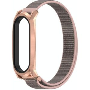 For Xiaomi Mi Band 6 / 5 / 4 / 3 Mijobs GT Nylon Loop Replacement Watchband(Pink Sand Rose Gold)