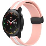 Voor Xiaomi MI Watch S1 Pro 22 mm opvouwbare magnetische sluiting siliconen horlogeband (roze + wit)