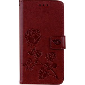 Voor Xiaomi Redmi Note 5A Pro / Prime Roses Pressed Flowers Patroon Flip Leather Case met houder &amp; Card Slots &amp; Portemonnee (Bruin)