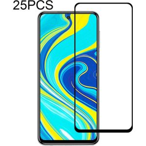 25 PCS 9H Surface Hardness 2.5D Full Glue Full Screen Tempered Glass Film Voor Xiaomi Redmi Note 9 Pro