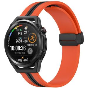 Voor Huawei Watch GT Runner 22 mm opvouwbare magnetische sluiting siliconen horlogeband (oranje + zwart)