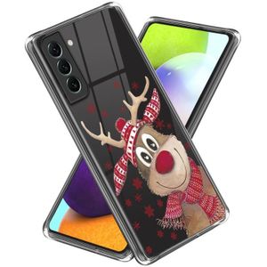 Voor Samsung Galaxy S22 + 5G Kerstpatroon Clear TPU Phone Cover Case (Grappige Elanden)