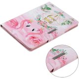 Voor Samsung Galaxy Tab E 9.6 / T560 Painted Pattern Horizontale Flip Lederen case met houder (Bladeren Flamingo)