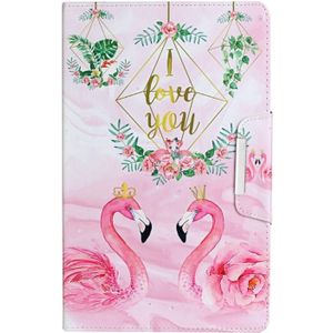 Voor Samsung Galaxy Tab E 9.6 / T560 Painted Pattern Horizontale Flip Lederen case met houder (Bladeren Flamingo)