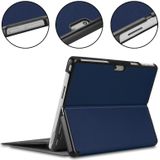 For Microsoft Surface Pro 9 JUNSUNMAY Custer Solid Color 3-Fold Stand Leather Tablet Case(Dark Blue)