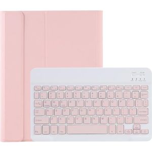 C-098B Snoep Kleur Huid Feel Textuur Bluetooth Toetsenbord Leren Case met Penhouder voor Ipad Air 2022 / Air 2020 10.9 (Pink)