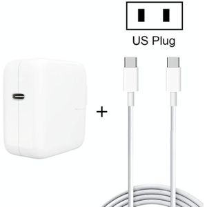 2 in 1 PD3.0 30W USB-C / Type-C Travel Charger met afneembare voet + PD3.0 3A USB-C / Type-C naar USB-C / Type-C Fast Charge Data Cable Set  Kabellengte: 1 m  US Plug
