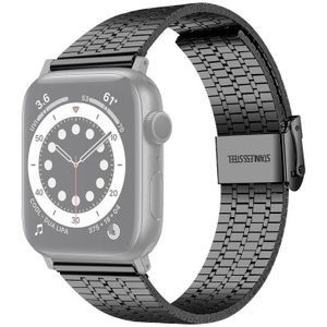 Seven-Beads Double Safety Gesp Steel Vervanging Strap Horlogeband voor Apple Watch Series 6 &amp; SE &amp; 5 &amp; 4 44mm / 3 &amp; 2 &amp; 1 42mm