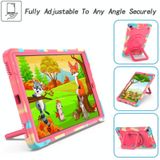 Voor Samsung Galaxy Tab A10.1 (2019) T510 Contrast Color Shockproof Robot Siliconen + PC Case met polsbandhouder (Camouflage + Rose Red)