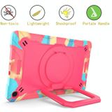 Voor Samsung Galaxy Tab A10.1 (2019) T510 Contrast Color Shockproof Robot Siliconen + PC Case met polsbandhouder (Camouflage + Rose Red)