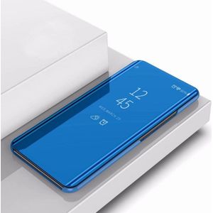 Voor OnePlus 7T Pro plated spiegel horizontale Flip lederen cover met stand mobiele telefoon holster (blauw)