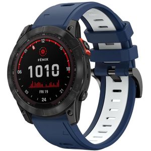 Voor Garmin Fenix 7X 26mm tweekleurige sport siliconen horlogeband (middernachtblauw + wit)