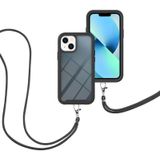 Sterrenhemel Effen Kleur Serie Schokbestendige PC + TPU Telefoonhoesje met Nekband Voor iPhone 14 Max (Zwart)