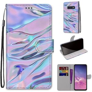 Voor Samsung Galaxy S10e Coloured Drawing Cross Texture Horizontale Flip PU Lederen case met Holder &amp; Card Slots &amp; Wallet &amp; Lanyard (Fluorescerend waterpatroon)