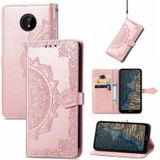 Voor Nokia C20 Mandala Embossing Pattern Horizontale Flip Lederen Case met Houder &amp; Card Slots &amp; Wallet &amp; Lanyard (Rose Gold)