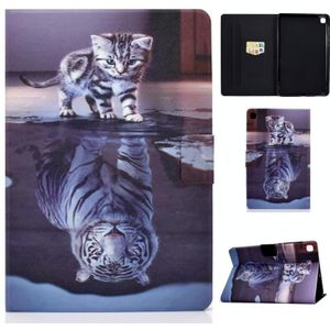 Voor Samsung Galaxy Tab S6 Lite P610 / P615 Voltage Painted Pattern Tablet PC Protective Leather Case met Bracket &amp; Card Slots &amp; Sleep / Wake-up &amp; Anti-slip Strip(Cat and Tiger)
