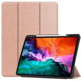 Horizontale flip honingraat TPU + PU lederen behuizing met drie-opvouwbare houder / slaap / wake-up functie &amp; pen sleuf voor iPad Pro 12.9 (2021) (Rose Gold)