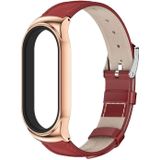 Voor Xiaomi Mi Band 7/7 NFC Mijobs CS Metal Case Echte lederen toplaag Cowhide Watch Band (rood Rose Gold)