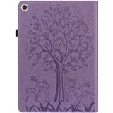 Voor Huawei MatePad T 10S 10.1 Inch / T 10 9.7 Inch Tree &amp; Deer Pattern Pressed Printing Leren Tablet Case (Purple)