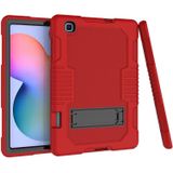 Contrast kleur robot schokbestendig siliconen + pc beschermende hoesje met houder voor Samsung Galaxy Tab S6 Lite P610 (rood zwart)