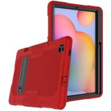 Contrast kleur robot schokbestendig siliconen + pc beschermende hoesje met houder voor Samsung Galaxy Tab S6 Lite P610 (rood zwart)