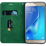 Voor Samsung Galaxy J5 (2016) / J510 Frosted Business Magnetic Horizontal Flip PU Leather Case met Holder &amp; Card Slot &amp; Lanyard(Groen)