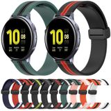 Voor Samsung Galaxy Watch Active 2 40 mm 20 mm opvouwbare magnetische sluiting siliconen horlogeband (roze + wit)