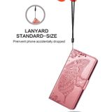 Butterfly Love bloemen reliëf horizontale Flip lederen case voor Huawei P30  met houder &amp; kaartsleuven &amp; portemonnee &amp; Lanyard (Rose goud)