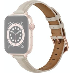Zakelijke stijl lederen vervangende band horlogeband voor Apple Watch Series 6 &amp; SE &amp; 5 &amp; 4 44mm / 3 &amp; 2 &amp; 1 42mm (romig wit)