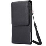 Universele Litchi textuur verticaal flip rechtop PU lederen Case / taille Bag met terug Splint &amp; Card Slots &amp; 15cm Lanyard voor Galaxy Mega 6.3 &amp; C9 Pro / C900 &amp; A8 (2016) &amp; S7 Edge &amp; S6 Edge +  iPhone 7 Plus &amp; 6s Plus &amp; 6 Plus  Huawei Mate 9 &amp; P9 Plus &amp;