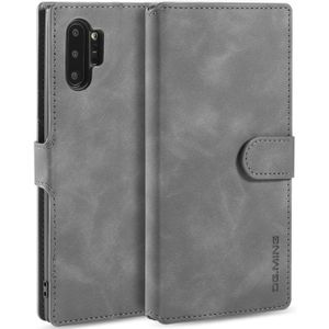 Dg. MING retro olie kant horizontale flip case met houder &amp; kaartsleuven &amp; portemonnee voor Galaxy Note 10 + (grijs)