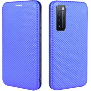 Voor Huawei nova 7 5G Carbon Fiber Texture Magnetic Horizontal Flip TPU + PC + PU Leather Case met kaartsleuf(blauw)
