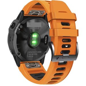 Voor Garmin Fenix 6x Pro 26mm Silicone Sports Two-Color Watch Band (Orange+Black)