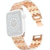 Geweven textuur roestvrijstalen vervanging horlogeband voor Apple Watch Series 6 &amp; SE &amp; 5 &amp; 4 44mm / 3 &amp; 2 &amp; 1 42mm (ROSE GOUD)