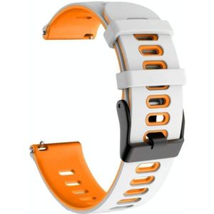 Voor Huawei horloge 2 20 mm gemengde-kleur siliconen riem (wit + oranje)