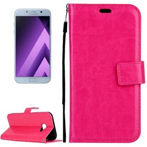 Voor de Galaxy A5 (2017) / A520 Crazy Horse textuur horizontaal flip PU lederen draagtas met houder &amp; kaartsleuven &amp; portemonnee &amp; fotolijstjes &amp; Lanyard &amp; magnetische sluiting (Magenta)