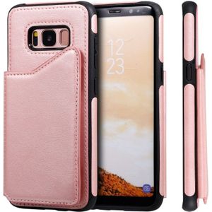 Voor Galaxy S8 Shockproof Calf Texture Protective Case met Holder &amp; Card Slots &amp; Frame(Rose Gold)
