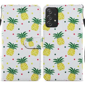 Voor Samsung Galaxy A53 5G Painted Pattern Horizontal Flip Leren Telefoonhoes (Pineapple)