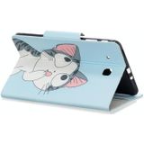 Voor Samsung Galaxy Tab E 9.6 / T560 Painted Pattern Horizontale Flip Lederen case met Holder &amp; Card Slots &amp; Wallet(Cat)