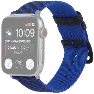Nylon Single Loop Vervanging Strap Horlogeband voor Apple Watch Series 6 &amp; SE &amp; 5 &amp; 4 40 MM / 3 &amp; 2 &amp; 1 38mm (blauw + zwart)
